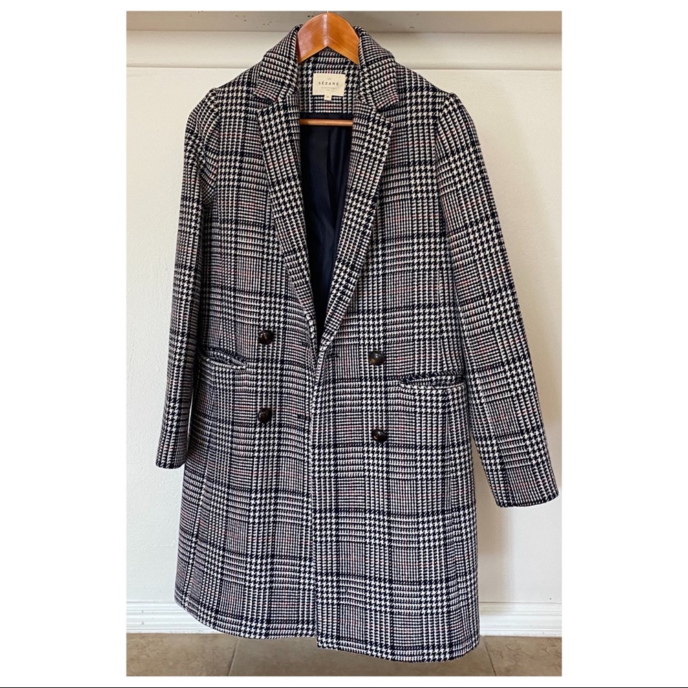 Sezane Houndstooth Coat